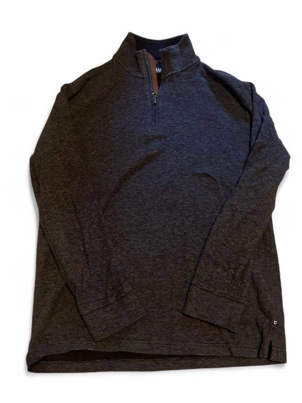 Chaps Navy and Brown Crewneck Label Detail